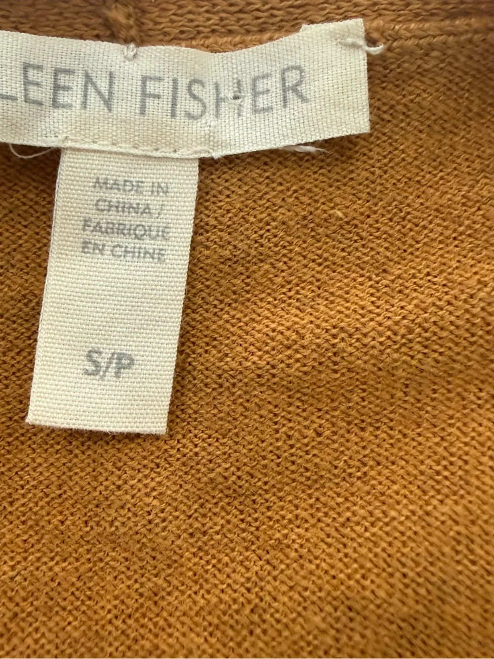 Eileen Fisher Petite S Cashmere Blend Cardigan 85% Organic Cotton Cinnamon Brown